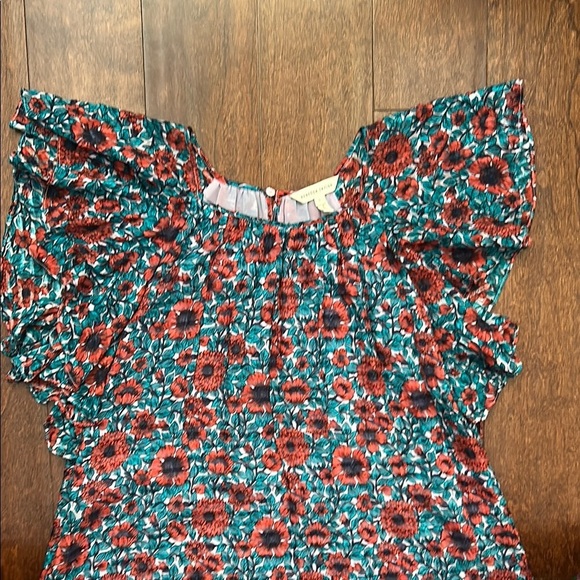 Rebecca Taylor Silk & Cotton Floral Dress, Still Has Button Bag Attached, Size 6 - Picture 5 of 12